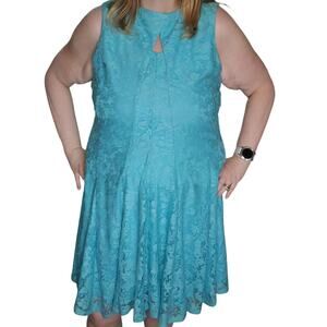 Dress Barn Collection Size 16 Blue Lace Overlay Sleeveless Dress Party Wedding